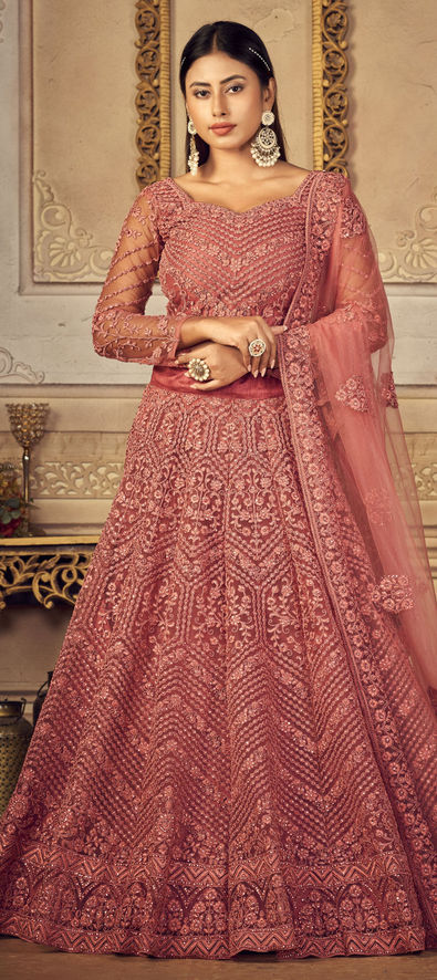 Lehenga Choli : maroon georgette heavy embroidered and stone ...