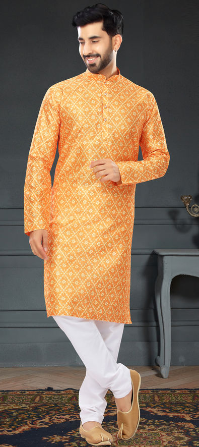 Orange color kurta pajama new arrivals