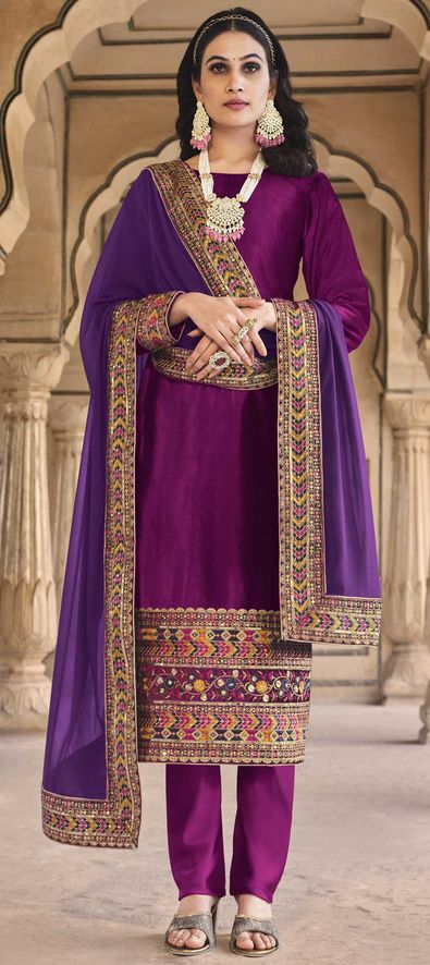Buy Purple Party Wear Velvet Pakistani Wedding Clothing Online for Women in  USA