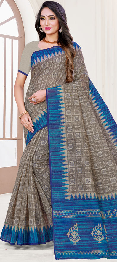 Silk Designer Saree In Light Brown Colour