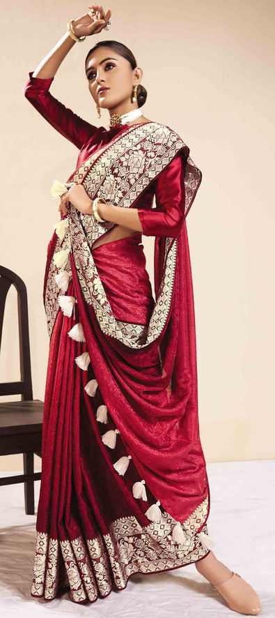 Maroon Color Dolla Silk Wedding Saree