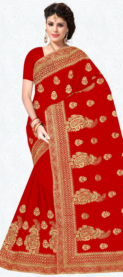 1517448: Bridal, Wedding Red and Maroon color Georgette fabric Saree