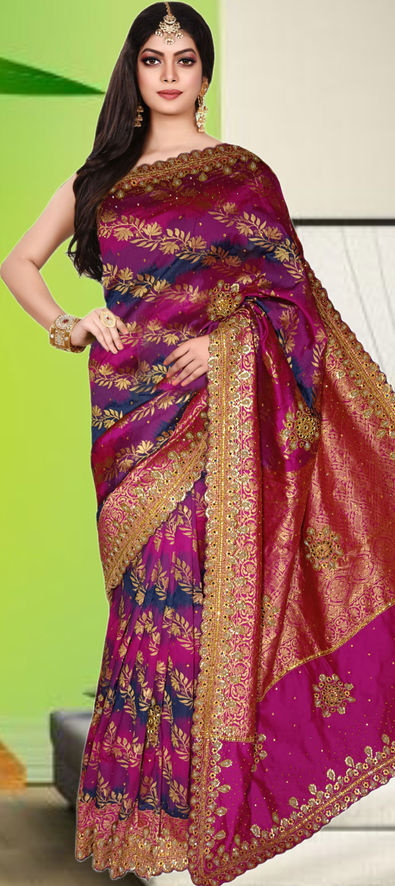 Purple & Violet Colored Sarees in Plain & Designer Styles