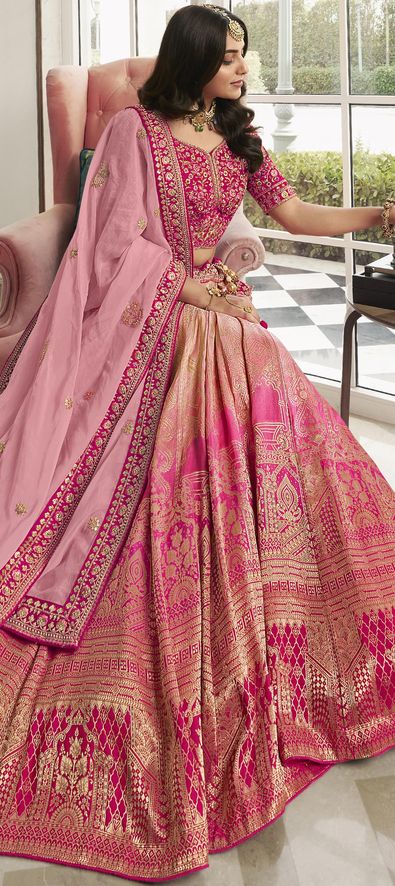 Pink Lycra Wedding Lehenga Saree at Best Price in Ahmedabad | Indian Cloth  Store