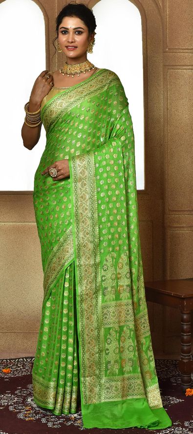 Bridal, Wedding Green color Banarasi Silk, Silk fabric Saree : 1910402