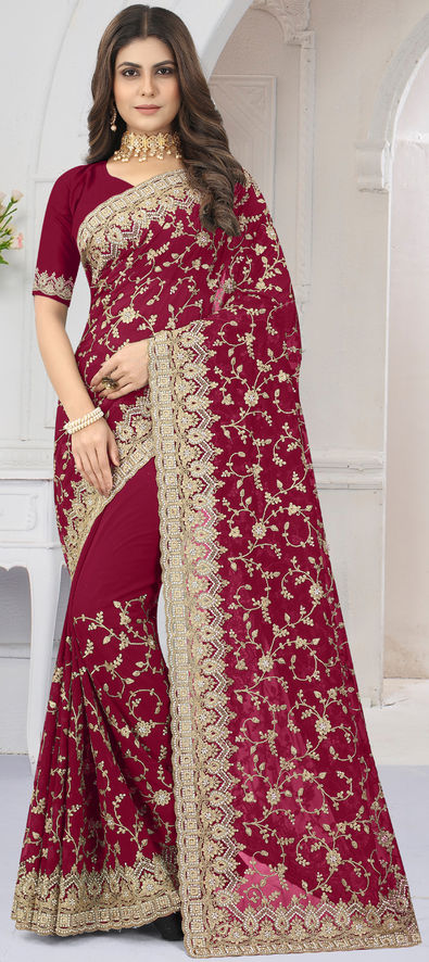 Ki – Fantastic Red And Copper Colored Party Wear Pure Linen Saree – Kirdaram