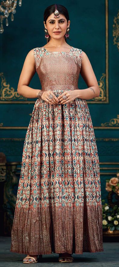 Buy Pastel Pink Art Silk A Line Gown (Gown, Mask) for INR1299.50 | Biba  India