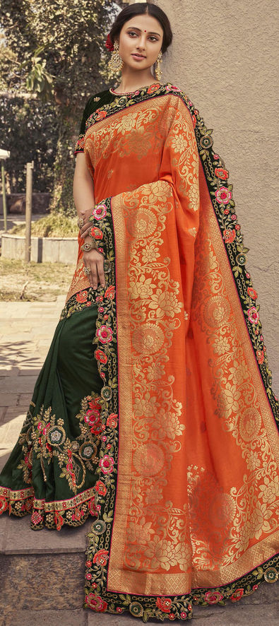 Orange Woven Traditional Paithani Silk Saree – zarikaariindia.com