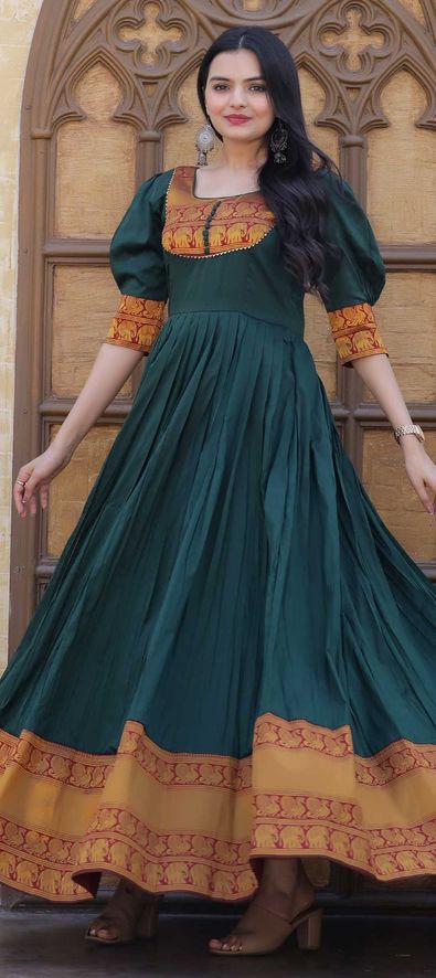 Blue Multi color ✨ Glamorous Organza Silk Party Wear Gown With Dupatta –  Inayakhan Shop
