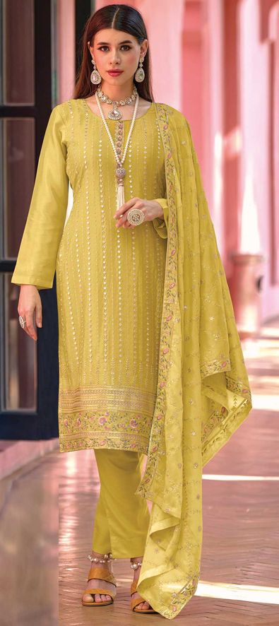 Yellow Color Latest Beautiful Designer Party Wear Readymade Art Silk Salwar  Suit – Fashionfy