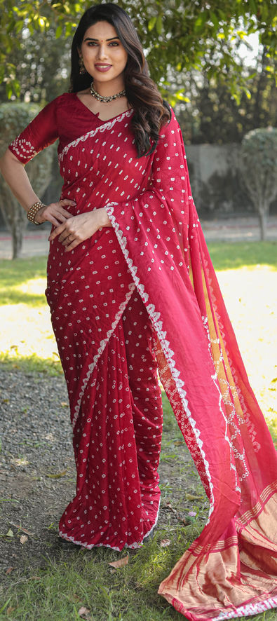 Red Elegant Latest Designer Party Wear Saree – Fashionfy