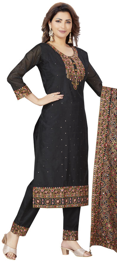 $52 - $64 - Black Churidar Hand Work Salwar Kameez and Black Churidar Hand  Work Salwar Suit Online Shopping