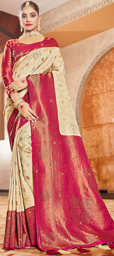 JR Handloom Brocade Saree - Illuminate Your Elegance with Trending Zari  Woven Saree for Women and Girls