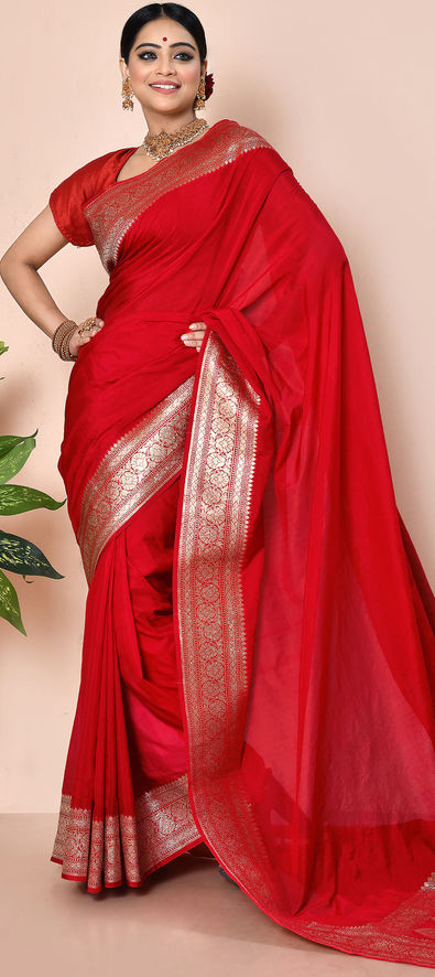 Buy Smikri Fashion Woven Kanjivaram Pure Silk Red Sarees Online @ Best  Price In India | Flipkart.com