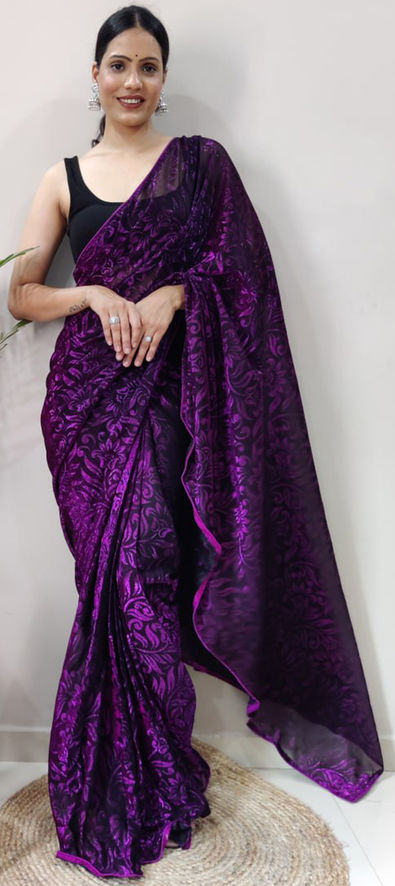 Traditional, Wedding Purple and Violet color Kanchipuram Silk, Silk fabric  Saree : 1772579