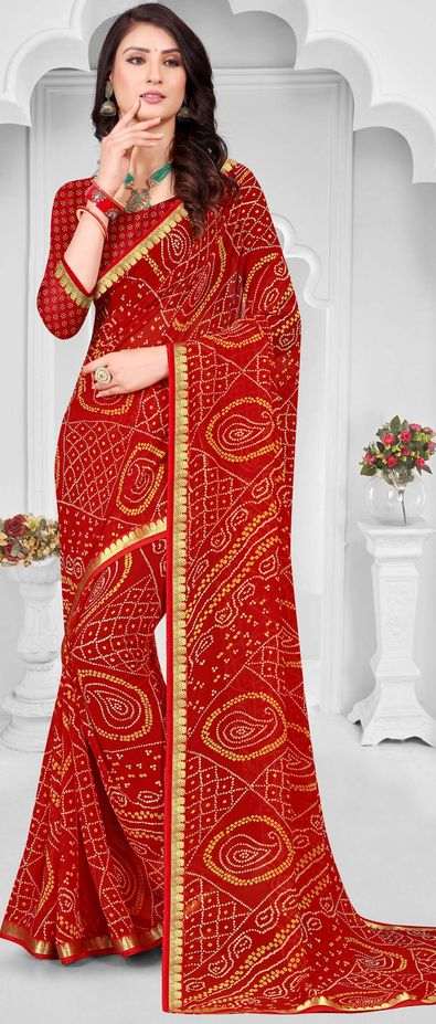 Candy Red Zardosi Embroidered Satin Saree | Satin saree, Saree designs party  wear, Wear red dress