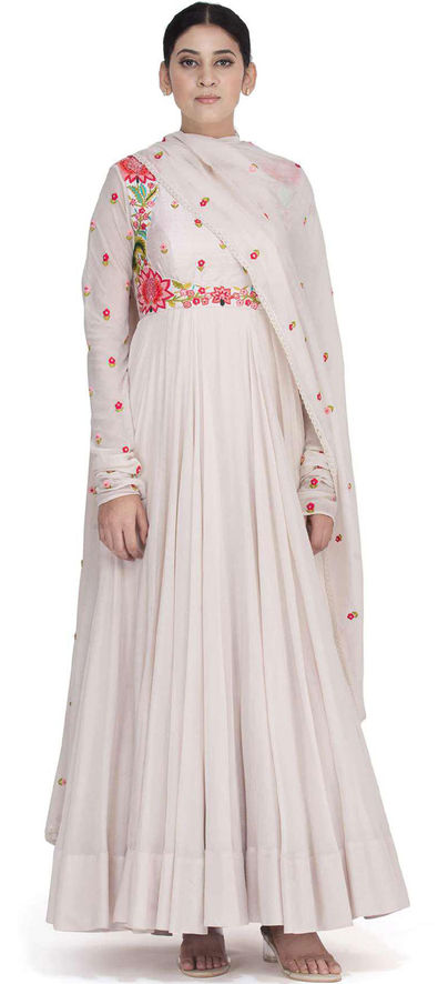 Buy UrbanStree Radha Designer White Anarkali Suit Set for Women Online