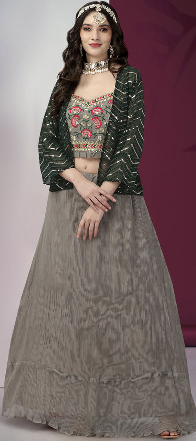 Buy Light Grey Net Lehenga Choli With Dori Work Online - LLCV01289 | Andaaz  Fashion