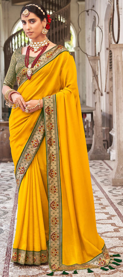 Green and Yellow Colour New Look Heavy Collection Saree,party Wear Saree,kanchipuram  Soft Lichi Silk Saree,beautiful and Stunning Look Saree - Etsy