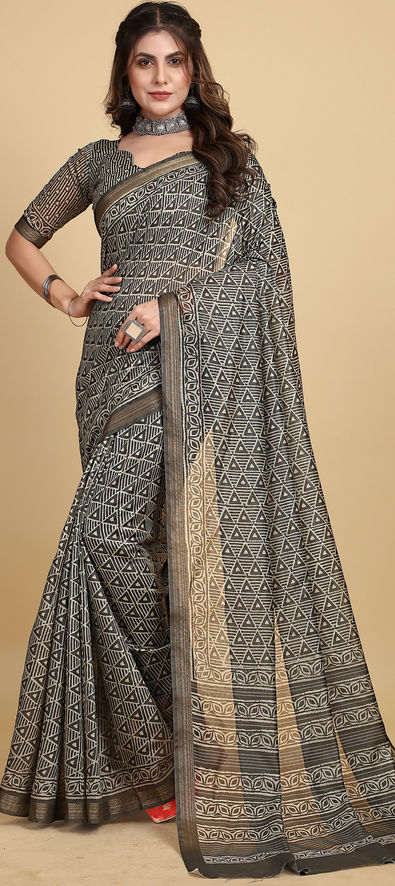 Black and Grey Pure Pattu Saree – Sree Fabrics