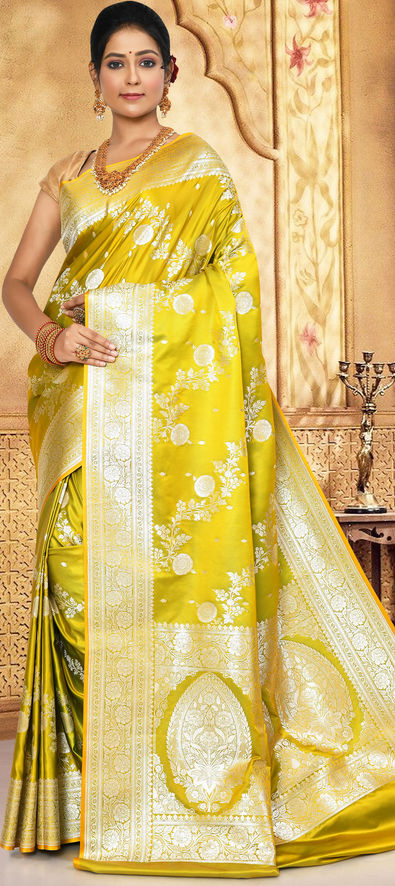 Mustard Banarasi Silk Saree