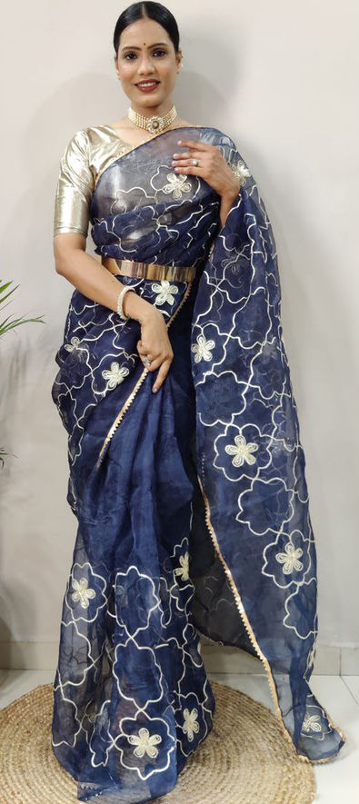 $52 - $64 - Organza Gota Work Saree and Organza Gota Work Sari Online  Shopping