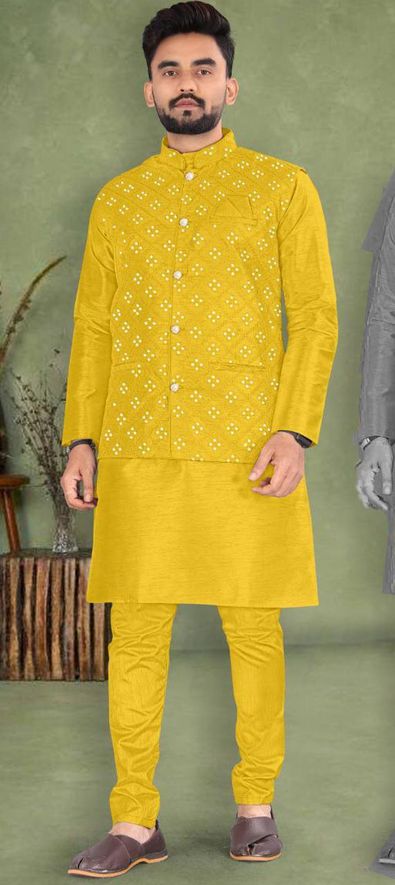 Buy Mustard Yellow Color Kurta Pajama for Men Online @ ₹2,499 | Cityvibes