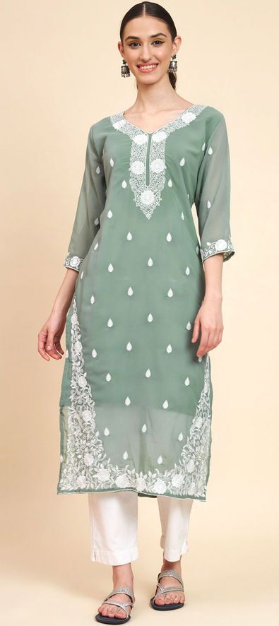 Beautiful embroidery with zari and resham. | Cotton kurti designs, Salwar  neck designs, Kurta designs