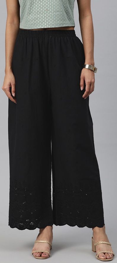 Stylish Black Cotton Palazzo Pants with Pockets – Solid Colour – Zubix :  Clothing, Accessories and Home Furnishing Shop Online