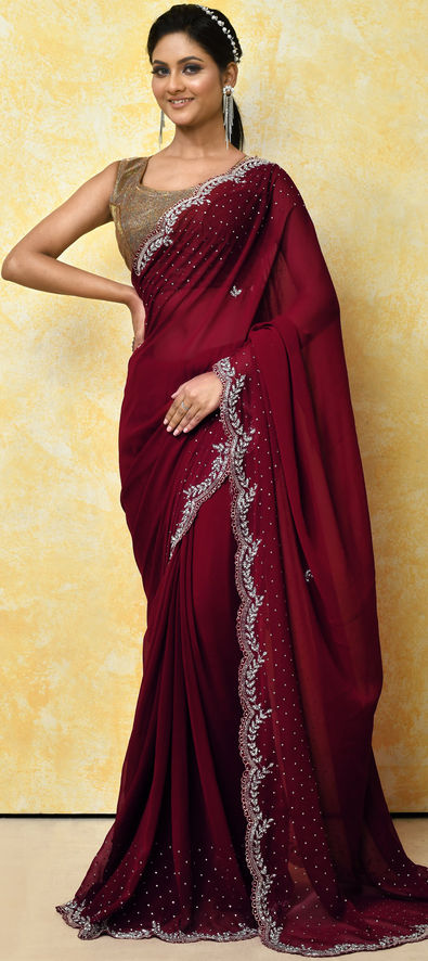 Wedding saree hotsell maroon color