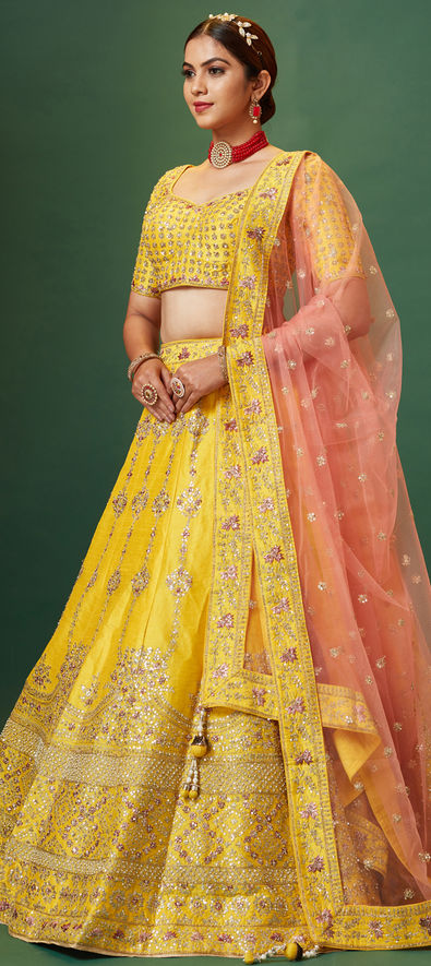 Yellow Lace Sangeet Lehenga Choli