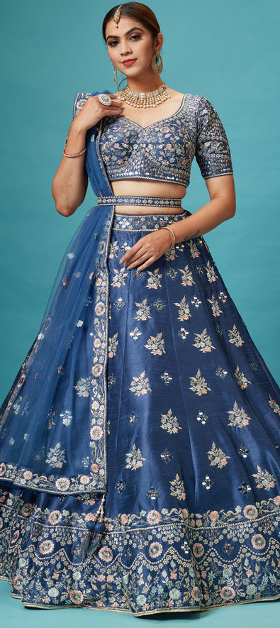 Royal Blue Embellished Blouse And Lehenga Set | Vvani by Vani Vats – KYNAH