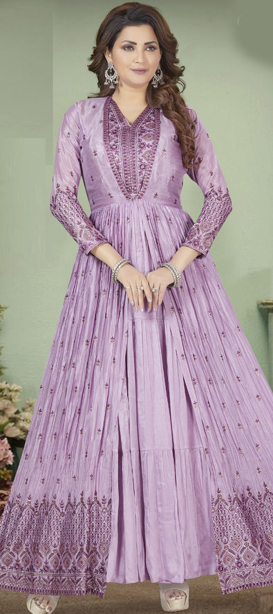 Shop Online Lavender Printed Trendy Gown : 263780 -