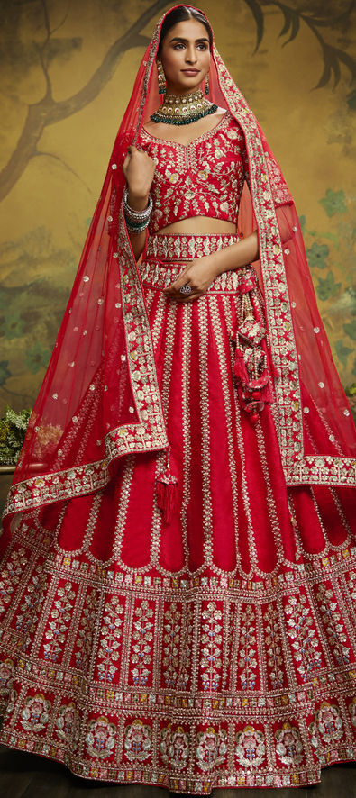 Bridal, Designer, Wedding Multicolor color Silk fabric Ready to Wear Lehenga  : 1887386