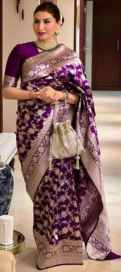 Purple And Violet Sarees | Light Purple Color Silk Saris Online