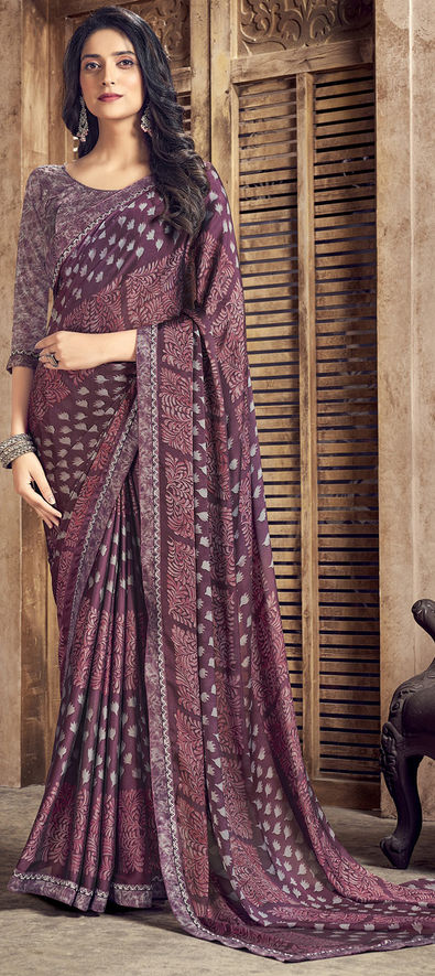 Purple Party Wear Sarees, Purple Party Wear Saris and Purple Partywear  Sarees Online Shopping