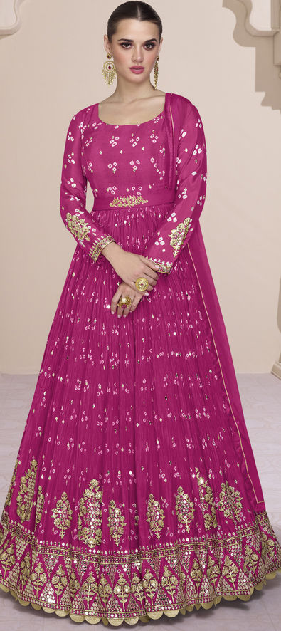 Dismaying Rani Pink Color Designer Georgette Fancy Embroidered Work  Anarkali Salwar Suit | Gown party wear, Gowns, Designer gowns