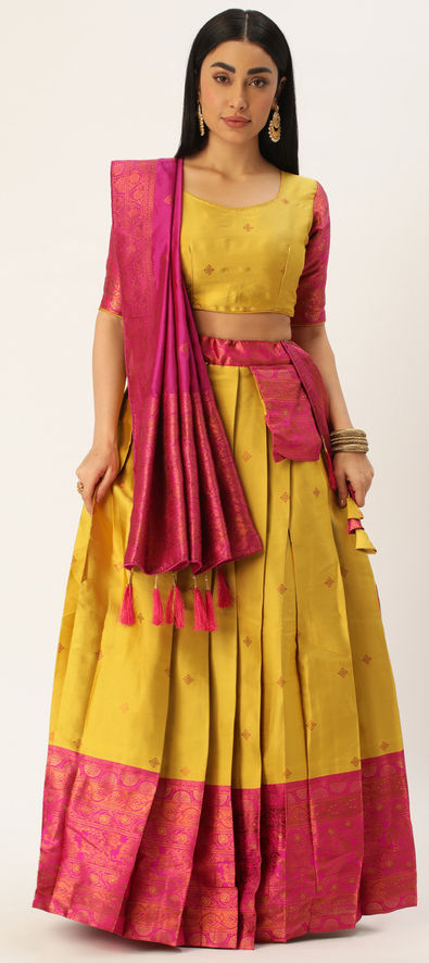 Designer Print Yellow Color Festive Wear Lehenga Choli – Vastra Shop