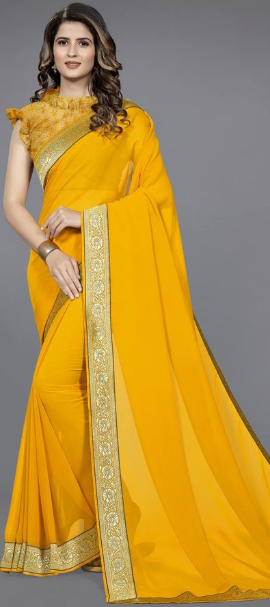 Buy online Women's Self Design Yellow Colored Saree With Blouse from ethnic  wear for Women by Shaily for ₹1299 at 72% off | 2024 Limeroad.com