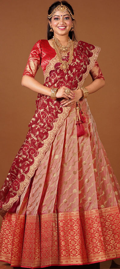 Multi Colour Banarasi Silk Trendy Lehenga Choli