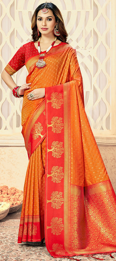 Buy Orange Sarees for Women by Indi Bliss Online | Ajio.com