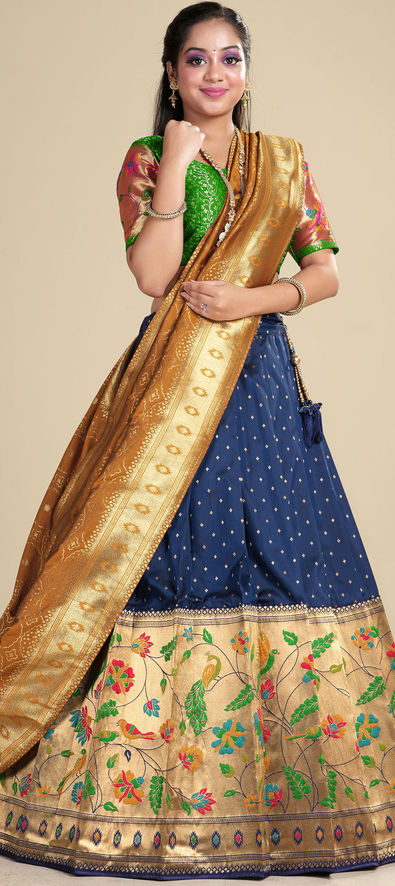 Bridal, Festive, Party Wear, Wedding Green, Pink and Majenta color Banarasi  Silk fabric Lehenga : 1918215