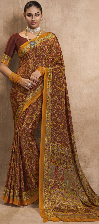 Party Wear Digital Printed Crepe Saree, 6.3 m (with blouse piece) at Rs 599  in Surat