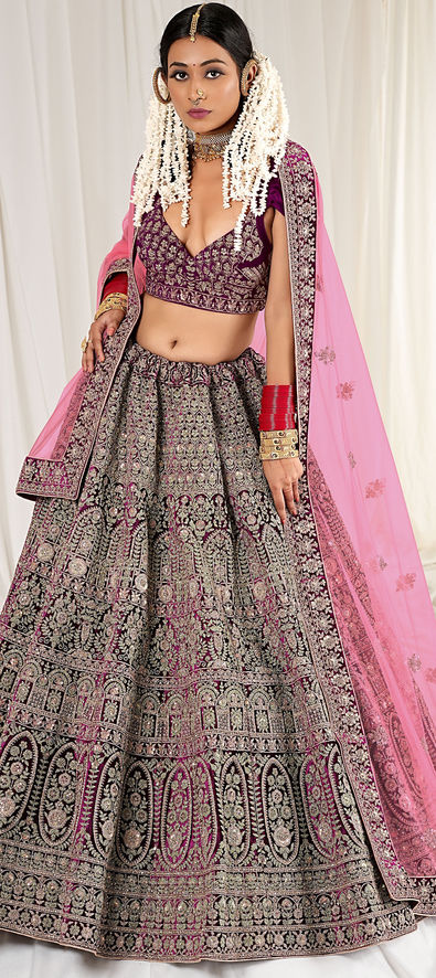 Mauve Purple Designer Heavy Embroidered Net Wedding & Bridal Lehenga |  Saira's Boutique