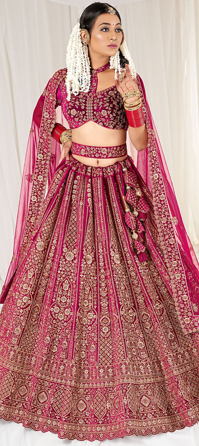 Pearl Pink Indian Ethnic Designer Art Silk Bridal Wear Embroidered Lehenga  at Rs 5999 in Indore