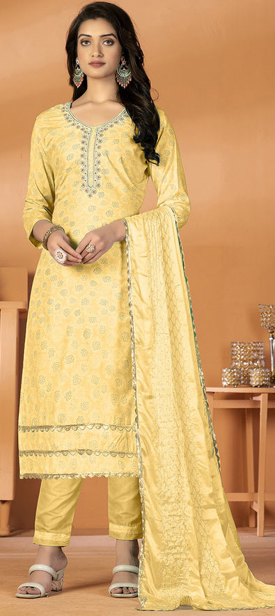 Salwar Suit Cotton Yellow Embroidered Salwar Kameez – Kajols - Indian &  Pakistani Fashion & Tailoring