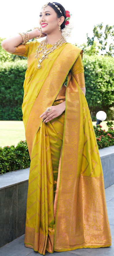 Yellow Bridal Wedding Silk Trendy Designer Saree SFZ 133766 – Siya Fashions