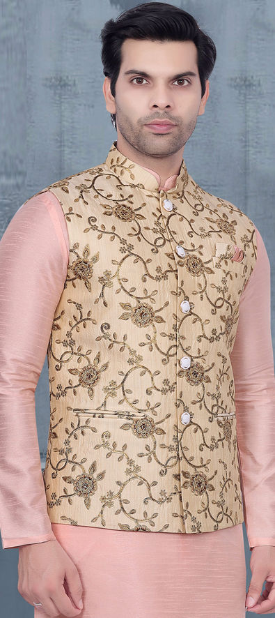 Blend Printed Nehru Jacket In Off White Colour - JK5300217