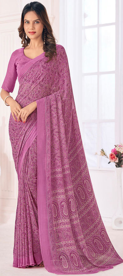 Purple Georgette Party Wear Saree