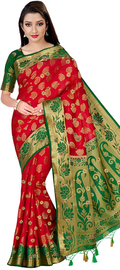 Get 20% Off on Maroon Kanjeevaram Silk Checks Saree – Luxurion World